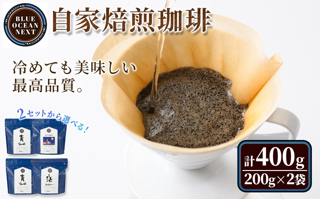 
            ＜豆・粉選べる＞＜2種から選べる＞冷めても美味しい最高品質の自家焙煎珈琲(計400g・200g×2袋セット)【sm-CM002・sm-CM003】【BLUE OCEAN NEXT】
          