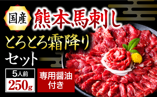 【国産】熊本馬刺し 霜降り 中トロ 250g 国産 熊本 馬刺し 馬 馬肉 馬刺 肉刺し 醤油 贈答用 ギフト 利他フーズ 熊本 阿蘇 南小国町 送料無料