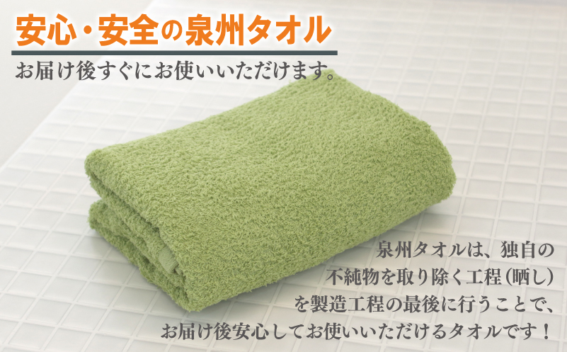 ミニバスタオル 5枚（グリーン）【40cm×120cm 500匁 国内製造 泉州タオル フェイスタオル 以上 バスタオル 未満 吸水 普段使い シンプル 日用品 家族 ファミリー】 099H2928