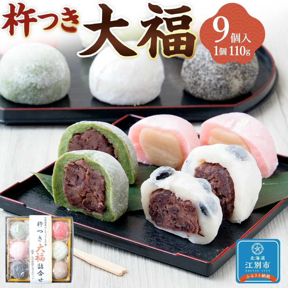 【ふるさと納税】北海道産はくちょうもち米100％ 杵つき大福セット（110g×9個入） | 菓子 おかし 食品 人気 おすすめ 送料無料
