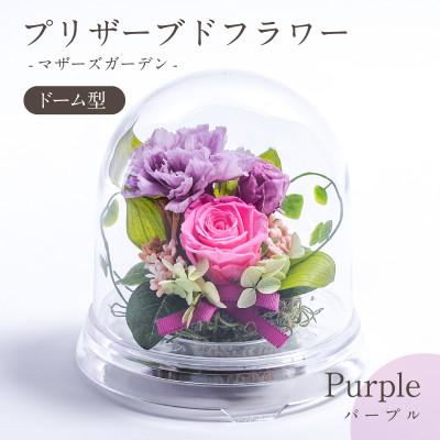 ふるさと納税 羽島市 プリザーブドフラワー ドーム型アレンジ 【マザーズガーデン(パープル)】