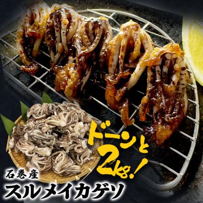 ふるさと納税 石巻市 いか 〈 訳あり 〉宮城県産 スルメイカ ゲソ 2kg 冷凍 国産 スルメイカ いか 下足 石巻応援