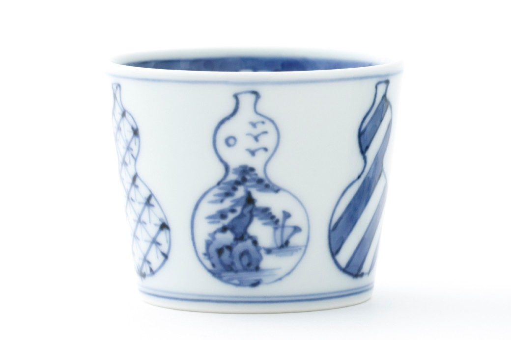 
                  【渓山窯】有田焼／染付並瓢(無病息災)　そば猪口
                