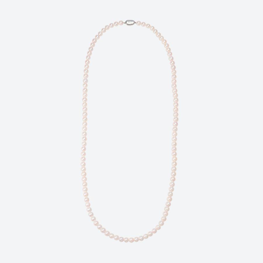 アコヤパール　ロングサイズネックレス　80cm　（ピンク）7.5～8.0mm玉　２(MKhp-026)