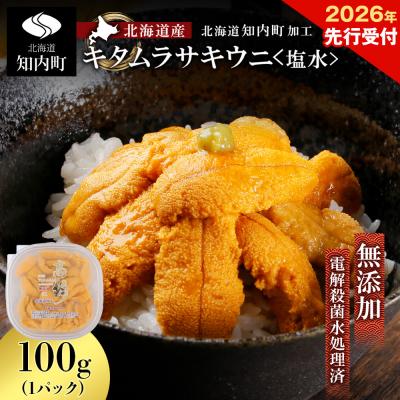ふるさと納税 知内町 2026年先行受付 ☆北海道産☆塩水キタムラサキウニ100g【マルタカ高橋商店】