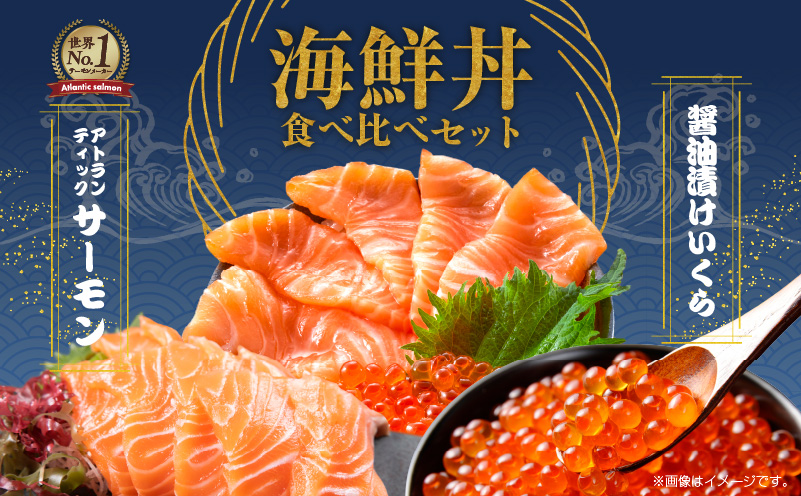 【北国からの贈り物】アトランティック サーモン 200g×2P & いくら醤油漬け 80g×2P 海鮮丼 食べ比べセット