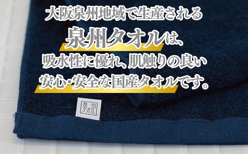 【ホテル基準】吸水性バツグン！ フェイスタオル 6枚 (ネイビー)  泉州タオル