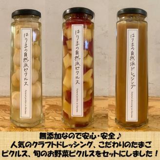 【旬の自然栽培の野菜のみ使用】はりまの自然派ピクルス・ドレッシング・クラフトマヨネーズ ギフトボックス5本セット【2401I10602】