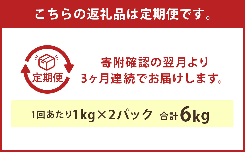 【3ヶ月定期便】球磨の恵 ヨーグルト 砂糖不使用 1kg×2パック×3回 合計6kg