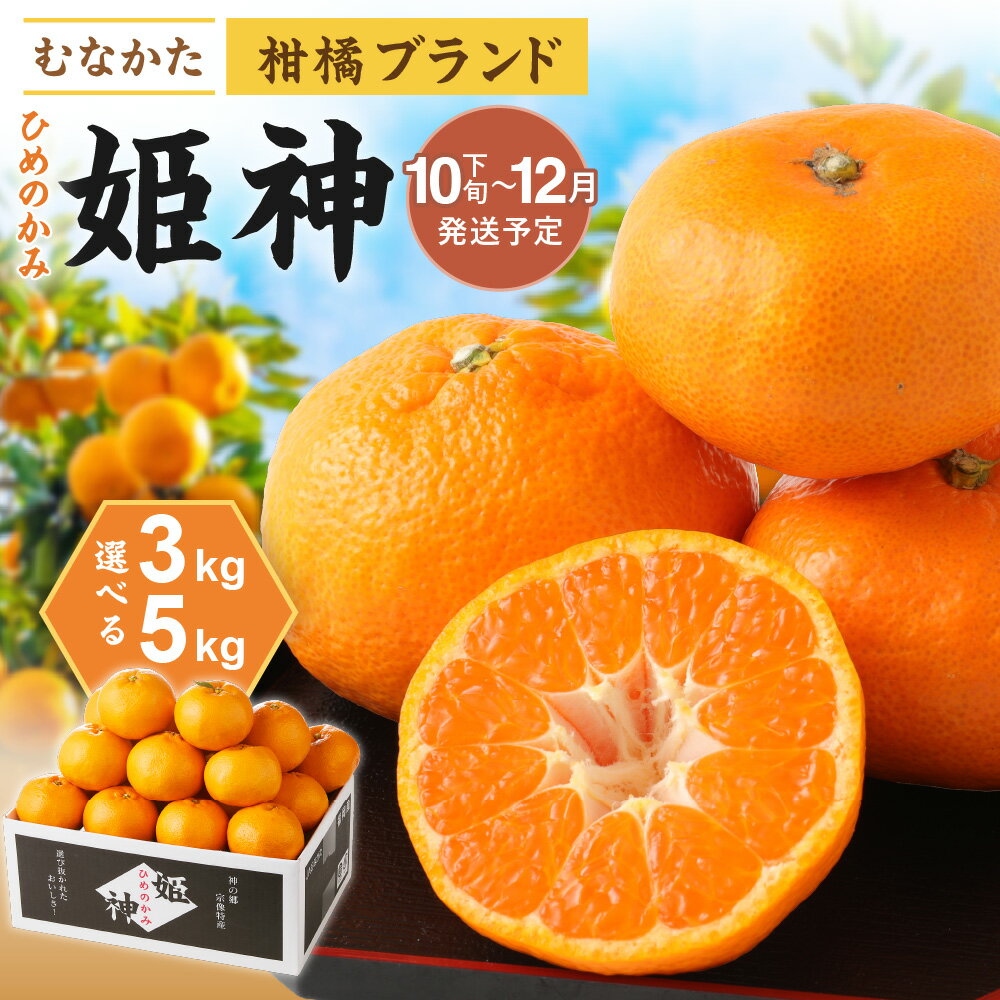 【ふるさと納税】＜選べる＞JAむなかたブランド「姫神」3kg or 5kg【2025年10月下旬～12月発送】【ほたるの里】 送料無料みかん 柑橘 果物 フルーツ ジューシー 果汁 ジュース 期間限定