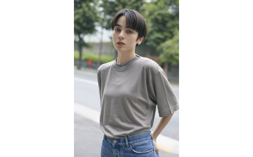 [60-06-2] 【尾州産】想像を覆す極上メリノウール100%Tシャツ（ライトグレー）Mサイズ