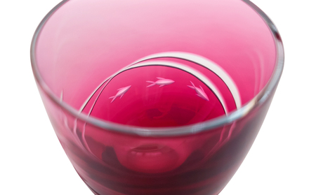 浅草切子「波と風 ぐい呑金赤」 木箱入り_0012-151-T07