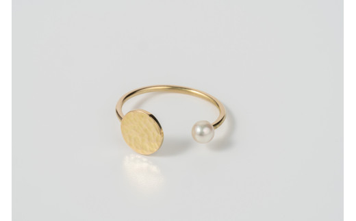 K18 コインリング 鏡面仕上げ パール付き sese urban mining jewelry 指輪 ジュエリー アクセサリー ゴールド レディース