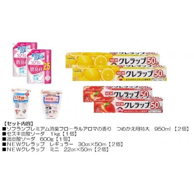 
            日用品生活応援S ライオン柔軟剤2個・クレラップ4本・セスキ炭酸ソーダ1kg・過炭酸ソーダ0.6kg【1695264】
          
