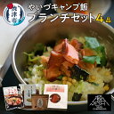 【ふるさと納税】 キャンプ飯 ブランチ セット 4品 アウトドア キャンプ 防災食 時短 燻製茶漬け 佃煮 鰹節珈琲 かつおトマトライス 常温保存 焼津 a10-1020