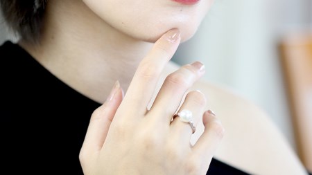 8.5mmUPの桜色のオーロラ花珠真珠リング リング アクセサリー ジュエリー ジュエリーマーノ 桜川市[AH060sa]