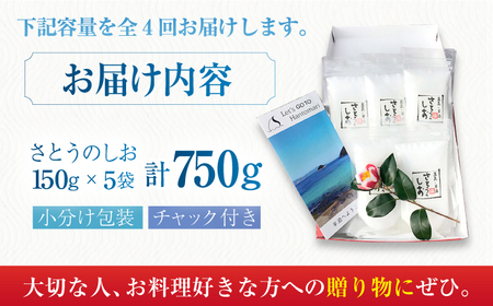 【全4回定期便】さとうのしお5袋×4回 海水 塩 ソルト 小分け ミネラル 五島市/さとうのしお窯 [PED003]