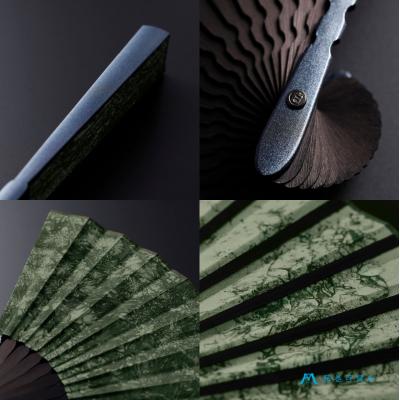 ふるさと納税 京都市 藤巻百貨店別注創業300年白竹堂×伝統工芸士重野泰正 鹿革(ディアスキン)京鹿の子絞り扇子 グリーン |  | 02