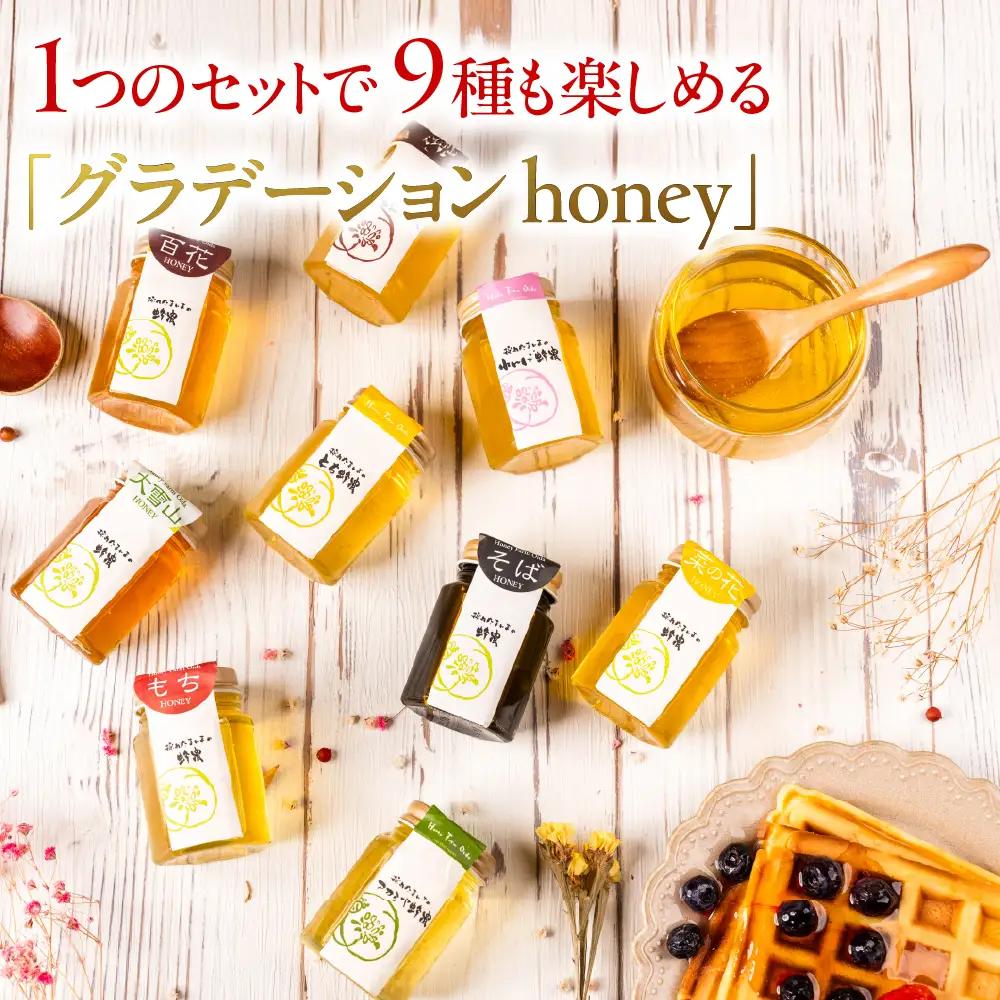【国産蜂蜜】グラデーションhoney（9種類 各1本）｜蜂蜜