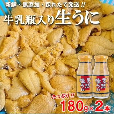 ふるさと納税 普代村 北三陸産 天然生うに 180g×2本 (牛乳瓶入りウニ) うに瓶詰め