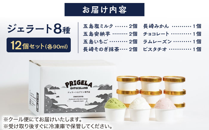 ジェラート 12個セット お取り寄せ スイーツ アイスクリーム 食べ比べ 五島市/PRIGELA [PFV002]