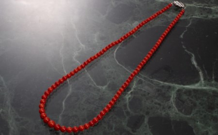 【ケンセン35】赤珊瑚 丸玉ネックレス / ケース付き｜室戸 ブランド ネックレス