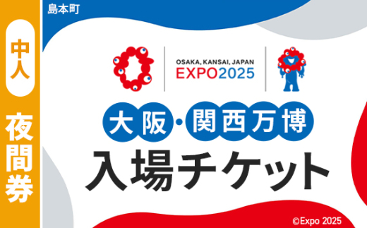 No.156 2025年日本国際博覧会入場チケット 夜間券（中人）【島本町返礼品】 ／ 万博 EXPO 2025 大阪万博 関西万博 夢洲 入場券 大阪府