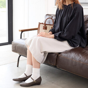 ウェッジストラップパンプス｜ダークグレー LL(24.5cm) レディース パンプス 3.5cmヒール ウエッジソール 幅広 甲高 外反母趾 ゆったり幅 大人気 靴 お仕事靴