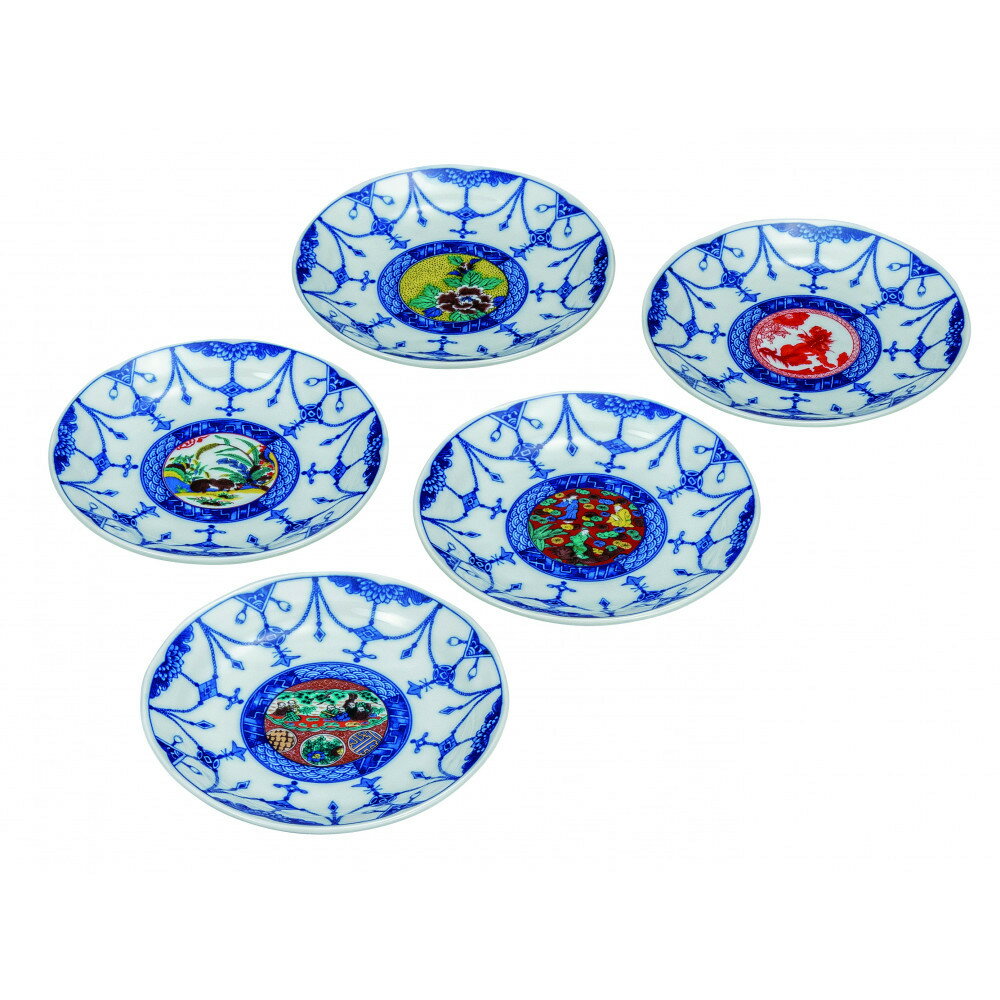 【ふるさと納税】九谷焼　5.2号皿揃　時代絵 （5枚セット）a01