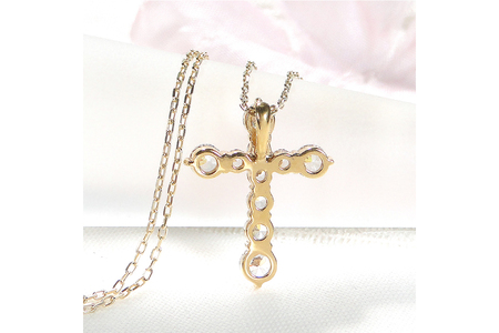 ネックレス K18YG イエローゴールド ダイヤモンド 1.0ct クロス 十字架 1カラット ペンダント 【f020-k18yg】