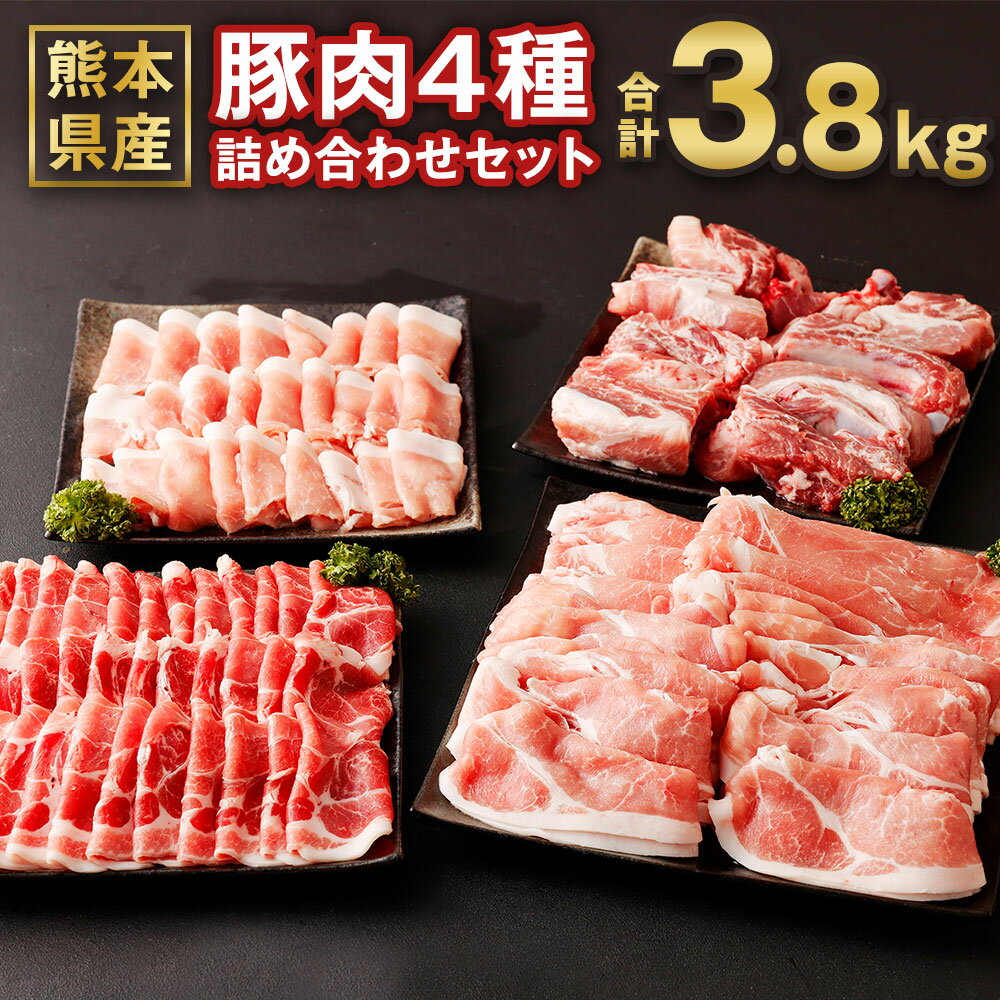 【ふるさと納税】熊本県産 豚肉詰め合わせ 合計3.8kg ローススライス 肩ロースしゃぶしゃぶ用もしくはバラ焼肉用 モモスライス スペアリブ 詰め合わせ 食べ比べ セット お肉 冷凍 国産 送料無料《90日以内に出荷予定(土日祝除く)》