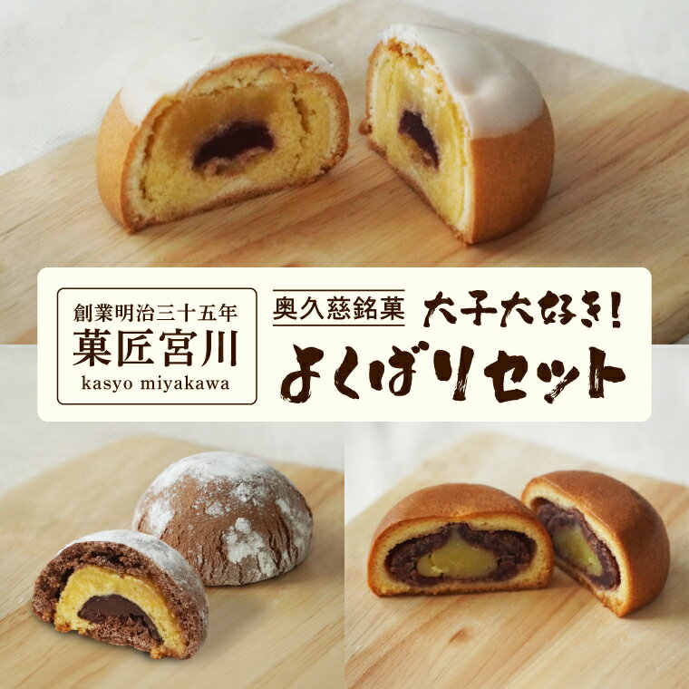 【ふるさと納税】【菓匠宮川】奥久慈銘菓「大子大好き！よくばりセット」12個入り（月居ふわり・氷瀑・八溝石 ×各4個）｜茨城県 大子町 老舗 お菓子 詰め合わせ 個包装 焼菓子 和菓子 饅頭 和洋菓子 スイーツ 手土産 お土産 お取り寄せ ギフト プレゼント 贈答（BF036）