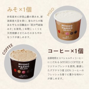 新潟県妙高発酵ジェラート5個セット（かんずり、みそ、あまざけ、コーヒー）4種 セット アイス 詰め合わせ 新潟県 妙高 発酵 MYOKO HAKKO GELATO フレーバー アソート かんずり みそ
