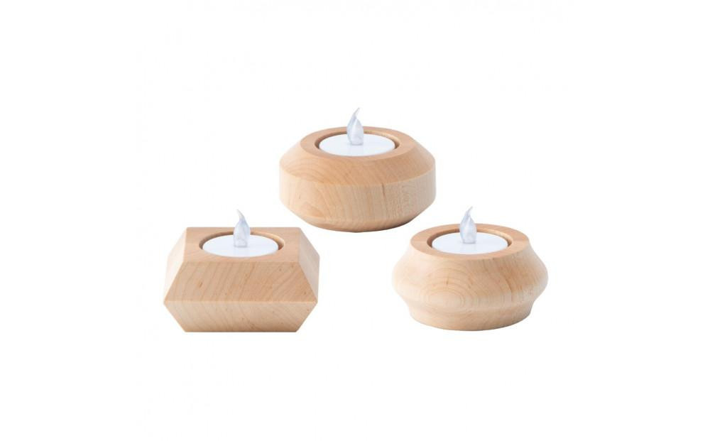 
                  【ギフト用】旭川家具　コサイン　キャンドルホルダーPOT・BAUM・SQUAREのセット　メープル_03282
                