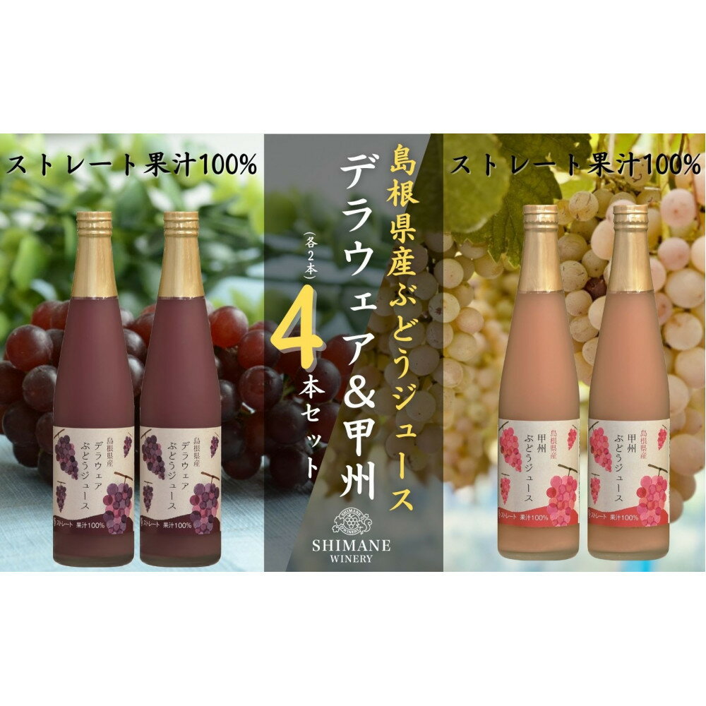 【ふるさと納税】100%ぶどうジュースデラウェア&甲州　4本セット(各2本)
