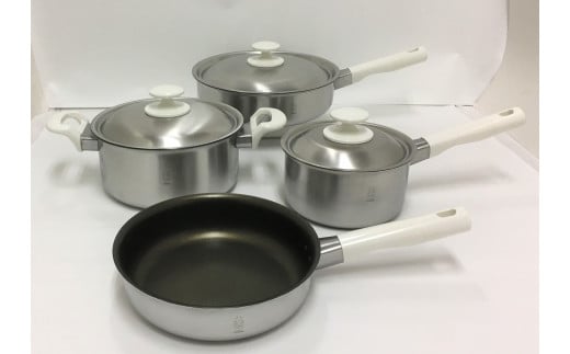 【メイド・イン・ツバメ】二層鋼内面フッ素樹脂加工鍋 & フライパン 4点セット FC070019