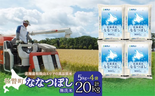 【令和7年産 】（無洗米20kg）ホクレン北海道ななつぼし（5kg×4袋）【ふるさと納税 人気 おすすめ ランキング 北海道産 米 こめ 無洗米 白米 ご飯 ごはん ななつぼし 20kg 北海道 壮瞥町 送料無料】 SBTD124