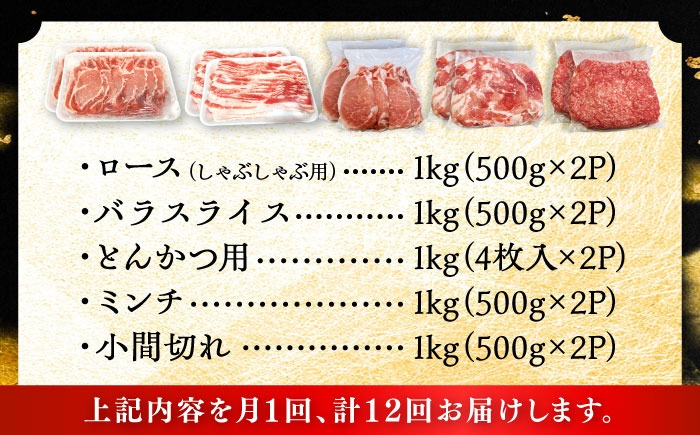 【全12回定期便】瀬戸豚 生活応援セット 計5kg / 豚肉 小分け しゃぶしゃぶ セット / 瀬戸市 / 関屋精肉店 [BBBQ218]