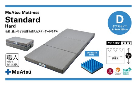 ムアツ マットレス スタンダード ダブル 三つ折り 折りたたみ マットレス 約 10cm 敷布団 敷き布団 寝具 ハード シーツ 専用シーツ付 綿 ブルー 昭和西川 体圧分散 通気性 寝返りサポート 