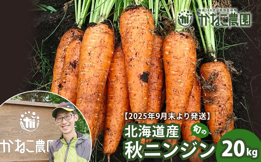 
            【2025年9月末より発送】北海道産 旬の秋ニンジン 20㎏ 【かねこ農園】
          