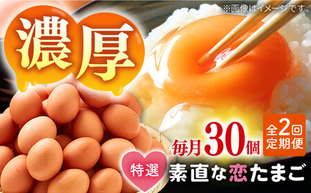 【全2回定期便】特選 素直な恋たまご 30個 《壱岐市》【しまのたまご屋さん】  卵 たまご 鶏卵 玉子 ギフト 国産 卵かけご飯 たまごかけご飯 のし 定期便[JAP018] 九州
