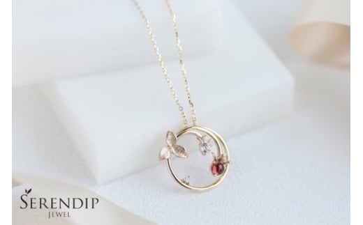 K10 Strawberry ガーネット トパーズ ダイヤモンド ネックレス レディース ジュエリー アクセサリー イエローゴールド ホワイトトパーズ ペンダント シンプル 一点もの おしゃれ かわいい プレゼント ギフト 贈り物 株式会社菜畑 神奈川 湘南 藤沢