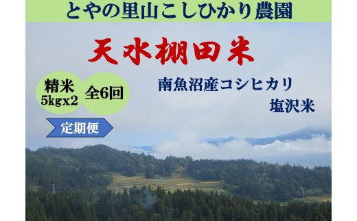 令和8年産新米予約定期便【天水棚田米】特別栽培米雪蔵熟成塩沢産コシヒカリ精米10kg6回「とやの里山継承プロジェクト」【定期便 銘柄米 精米 こしひかり コシヒカリ 魚沼産 新潟米】【2026年10月下旬より順次発送予定】