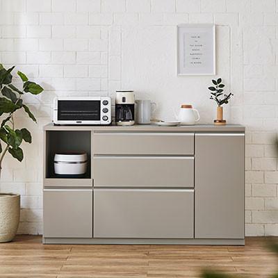 ふるさと納税 大川市 キッチンカウンター レンジ台 アンサンブル 幅159.2cm 【カラー:アッシュグレイ】 |  | 01