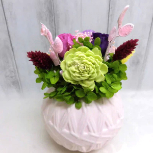 和風手まりアレンジ (パープル)｜プリザーブドフラワー｜ドライフラワー インテリア バラ 薔薇 カスミソウ かすみそう アジサイ あじさい 紫陽花 フラワーギフト 花 結婚式 パーティー ブライダル 
