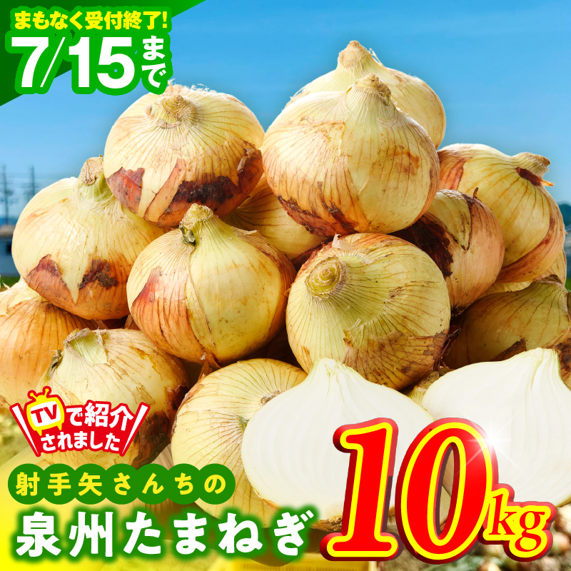 【TVで紹介！】射手矢さんちの泉州たまねぎ 10kg【家計応援 玉ねぎ タマネギ 玉葱 野菜 やさい 射手矢農園 高評価 期間限定】