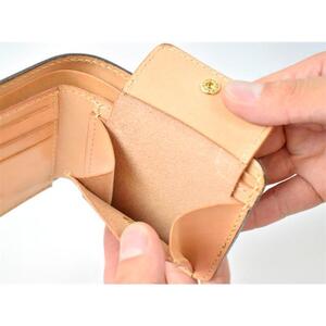 【全4色】栃木レザー 二つ折り財布コインポケット付  滑らかな手触り ハーフウォレット/Half wallet 01C/ブルー/minca　174