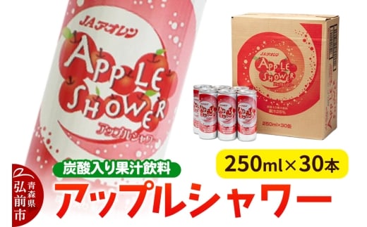 炭酸飲料 JAアオレン【アップルシャワー】250ml×30本 果汁25％ 炭酸入り果汁飲料 [JAアオレン 炭酸 サイダー アップルサイダー リンゴサイダー 果汁25％ 青森県産 弘前市]