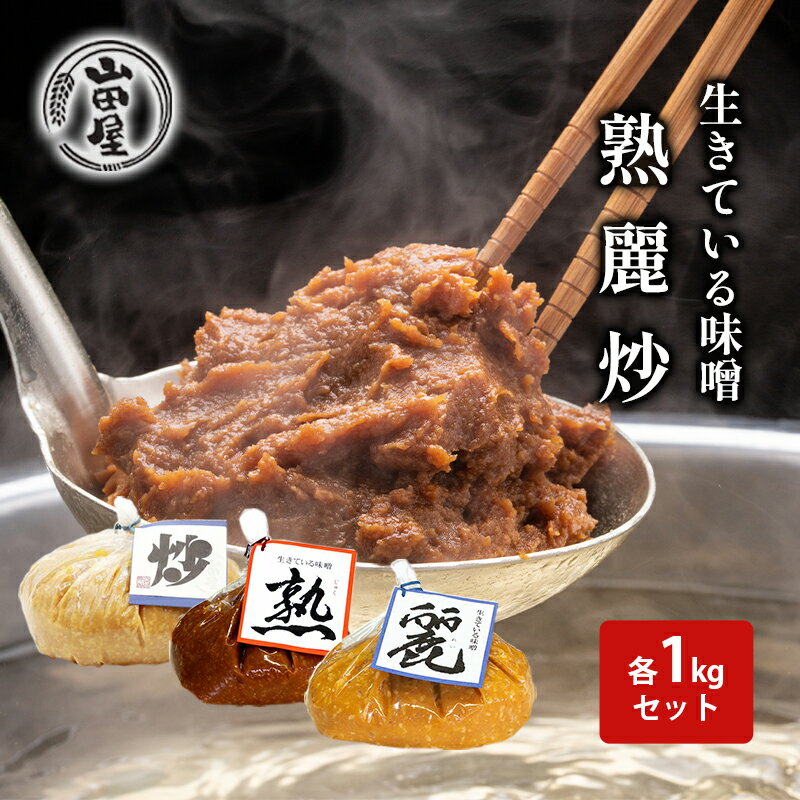 【ふるさと納税】生きている味噌「熟」「麗」「炒」各1kgセット 調味料 料理 調理 味付け 和食 日本食 みそ汁