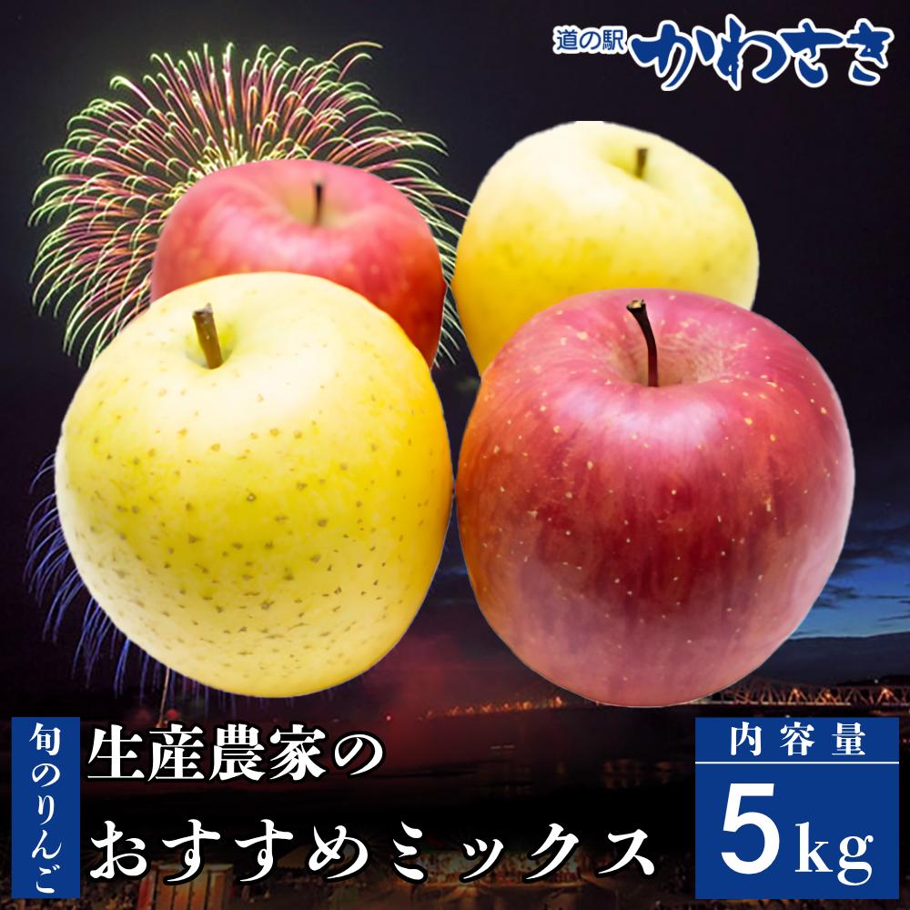 【先行予約】道の駅かわさき 旬のりんご 生産農家のおすすめ詰合せ 5kg シナノゴールド シナノスイート ジョナゴールド ふじ 大夢 青林 はるか 他